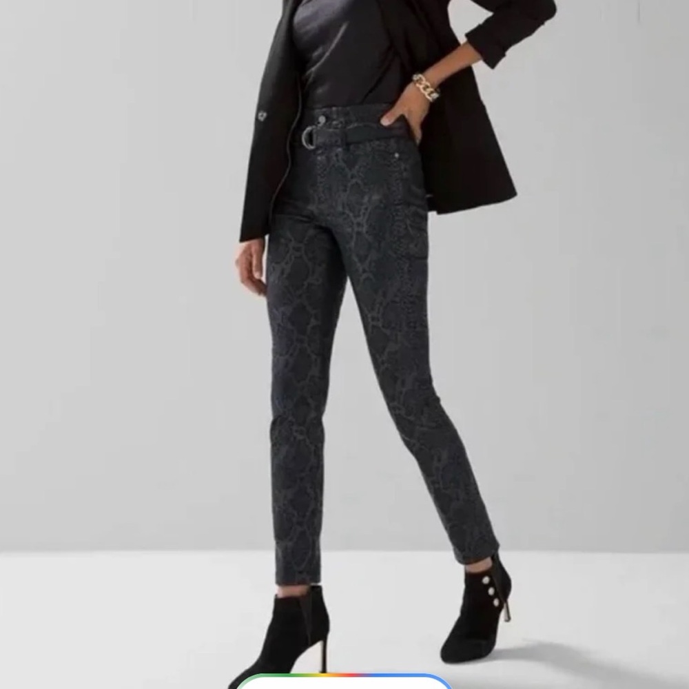 White House Black Market Black Snake-Print Skinny Jeans